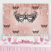 Masque noir diamants roses paillettes 16e anniversaire toile de fond